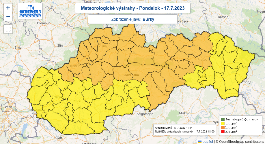 Screenshot 2023 07 17 at 13 35 09 Meteorologické výstrahy SHMÚ