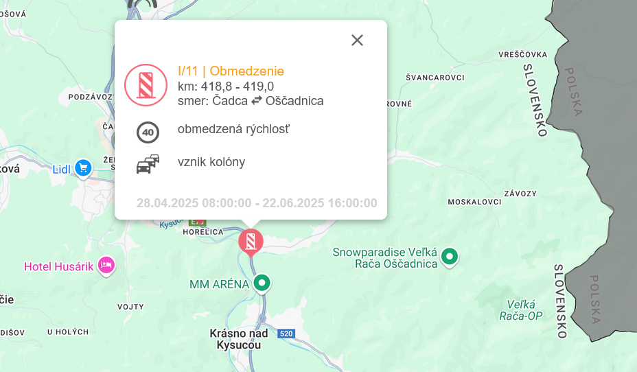 Dopravná situácia na diaľniciach a rýchlostných cestách NDS